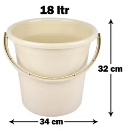 Kuber Industries 2-Pcs Grey & Beige Durable Bucket with Handle -18L Each image 5