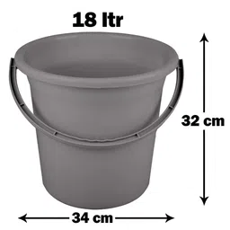 Kuber Industries 2-Pcs Grey Bucket with Handle -18L image 5