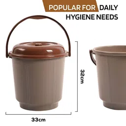 Kuber Industries Pink & Grey 3 Pieces Bucket With Lid & Handle 18 L Each image 4