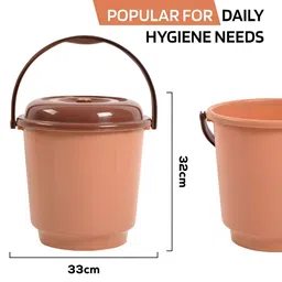 Kuber Industries Pink & Coffee Brown 4 Pieces Bucket With Lid & Handle 18 L Each image 3