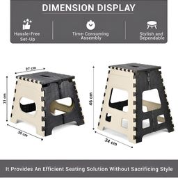 Kuber Industries Cream-Coloured & Black 2 Pieces Foldable Step Stool image 4