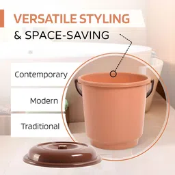 Kuber Industries Coffee Brown 6 Pieces Bucket With Lid & Handle 18 L Each image 4