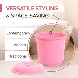 Kuber Industries Pink & Grey 3 Pieces Bucket With Lid & Handle 18 L Each image 2