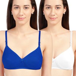 Sonari Pack of 2 Blue & White Solid Lightly Padded T Shirt Bra-56