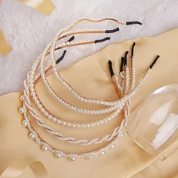 JOKER & WITCH Women White Set of 5 Embellished Hairband-53