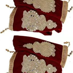 Velvet Embellished Maroon Men Dupatta-20