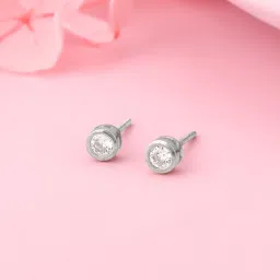 925 Silver Zircon Bezel Stud Earrings for Women Zircon Sterling Silver Stud Earring-image-35