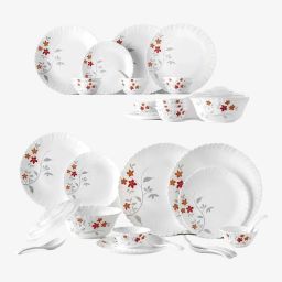 Pack of 34 Opalware Galaxy Rosalie Crockey Set for Dining & Gifting, Plate & Bowl Dinner Set-81
