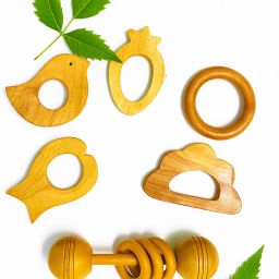 Handcarfted with Natural Neem wood Rattles and Baby Teether and Feeder-image-49