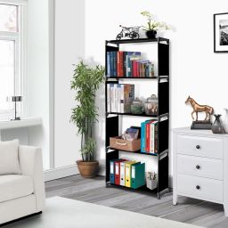 5 Layer Simple Bookshelf/Multipurpose Rack/Children Bookcases/File Rack for Office/Storage Organizer/Cabinet Shelves for Bedroom Office Living Room Metal Open Book Shelf-17