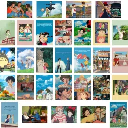Paper Anime Wall Art Posters, Studio Ghibli, Cartoon, 10L x 15W cm, Set of 30 | Wall Collage Kit, aesthetic posters | Room Decor Photo Collection| Posters for Room Decoration Fine Art Print-17
