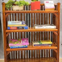 Cane bamboo Bookshelf Multipurpose Home Decor Storage Rack Showcase Organizer Engineered Wood Semi-Open Book Shelf-4