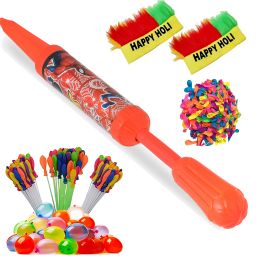 (1 Pichkari+3 Magic Balloon+100 Water Balloon+2 Holi Cap)for Kids Holi Party Fun Water Gun-image-12