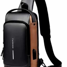 Brown Men Shoulder Bag Sling Bag USB Charging Sport Shoulder Bag High Capacity Waterproof-image-86
