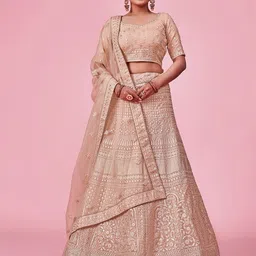 Fusionic Embroidered Gotta Patti Semi-Stitched Lehenga & Unstitched Blouse With Dupatta-picture-14