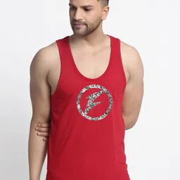 Friskers Logo Printed Cotton Innerwear Gym Vest-image-69