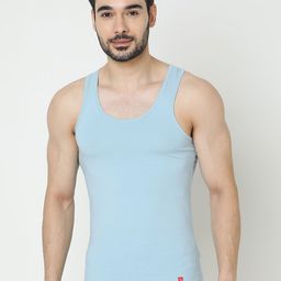 UnderJeans by Spykar Cotton Sleeveless Innerwear Vests UJNPVS001LTBLUE-image-65