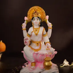 DecorTwist White & Pink Marble Lakshmi Mata Showpiece-image-28