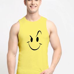 Friskers Men Yellow Printed Pure Cotton Innerwear Vests-image-14