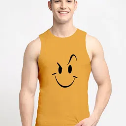 Friskers Men Mustard Printed Innerwear Vests-image-24