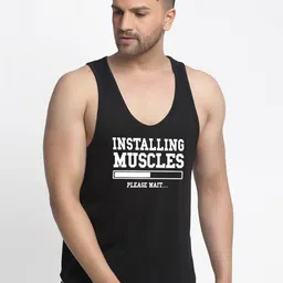 Friskers Men Black Printed Pure Cotton Innerwear Vest-image-43