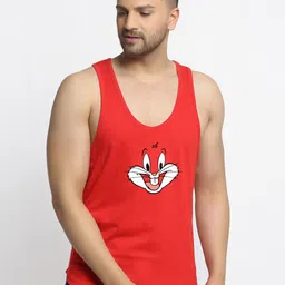 Friskers Men Red Graphic Print Apple Cut Sleeveless Pure Cotton Innerwear Vests-2C230-03-S-image-68