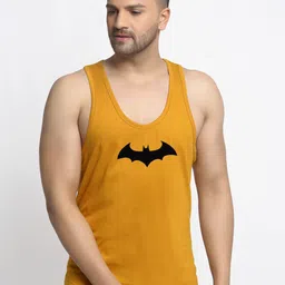 Friskers Men Mustard Yellow Batman Printed Pure Cotton Innerwear Vest-picture-18