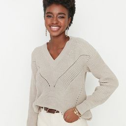 Trendyol Women Grey Cable Knit Sweater-image-13