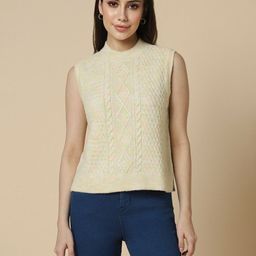 Allen Solly Woman Cable Knit Round Neck Sleeveless Sweater Vest-image-81