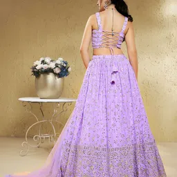 FABPIXEL Embroidered Sequinned Semi Stitched Lehenga & Unstitched Blouse With Dupatta image 3