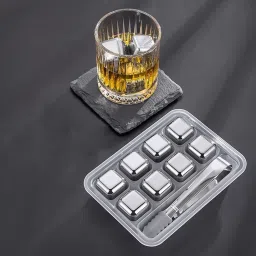 yogvayna Stainless Steel Ice Cubes - Whiskey, Vodka, Wine, Beverage Juice Or Soda Multicolor Steel Ice Cube Tray image 2
