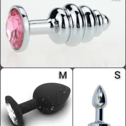 purvish Non Vibrating Curved Steps M-Size, Soft Silicone M-Size & Steel S-Size, 3 set Massager Unique Design, Soft and Different Size More Compatibility for Men Massager-17