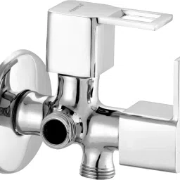 CUBE 2 Way Angle Tap Brass For Bathroom and Kitchen Chrome Finish Twin Elbow Valve Faucet-image-73