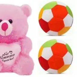 Best Quality Soft Pink Teddy and Balls(4) for Someone special.- 25 cm-10