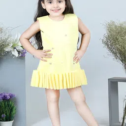 THE LITTLE CELEBS Girls Solid Sleeveless Round Neck Scuba Drop-Waist Dress-image-28