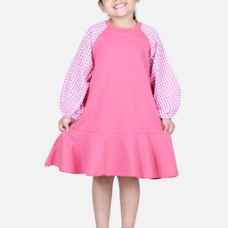 AWW HUNNIE Girls Pink Cotton Drop-Waist Dress-image-88