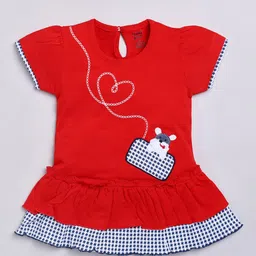 Toonyport Girls Red Drop-Waist Cotton Dress-38