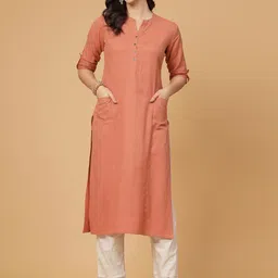 Pistaa Band Collar Cotton Kurta-45