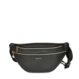 Sassora Black Solid Leather Waist Pouch-39