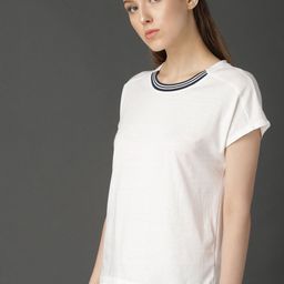 Roadster Women White Solid Pure Cotton Top With Contrast Rib-picture-10