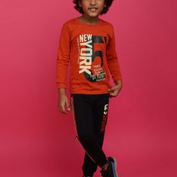 V-Mart Boys Typography Printed Pure Cotton T-shirt With Trouser-image-85