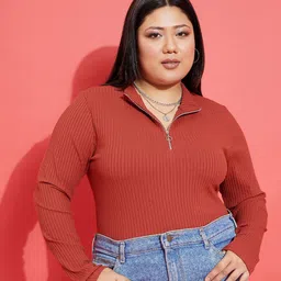 SASSAFRAS Curve Plus Size Mock Collar Top image 1