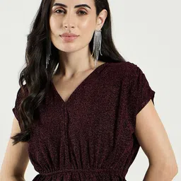 DRAPE AND DAZZLE Geometric Print Extended Sleeves Cinched Waist Top-image-30