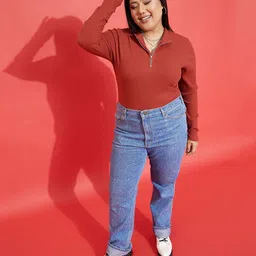 SASSAFRAS Curve Plus Size Mock Collar Top image 5
