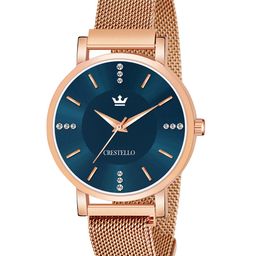CRESTELLO Women Blue Brass Dial Bracelet Style Straps Analogue Watch CR-RG113-BLU-image-52
