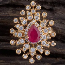 Kushal's Fashion Jewellery Gold Plated Cubic Zirconia Stone Studded Finger Ring-37
