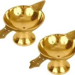 Pooja Diya pack of 2 Brass (Pack of 2) Table Diya Set-image-27