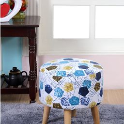 Shadowkart White & Blue Printed Pouffes Sitting Ottoman-image-78