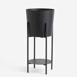 H&M Black Large Plant Pot On A Pedestal-24