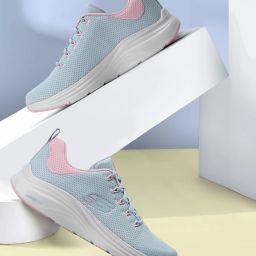 Skechers Womens VAPOR FOAM-CHEERFUL TIMES Light Blue Pink Casual Lace Up Shoe Sneakers For Women-image-45